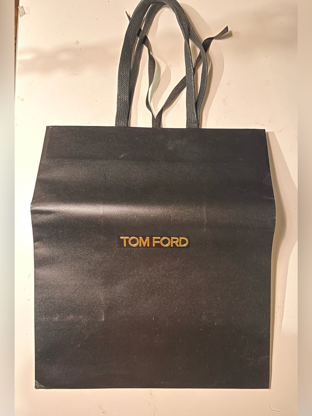 Tom Ford Black Paper Tote Bag with Gold Logo